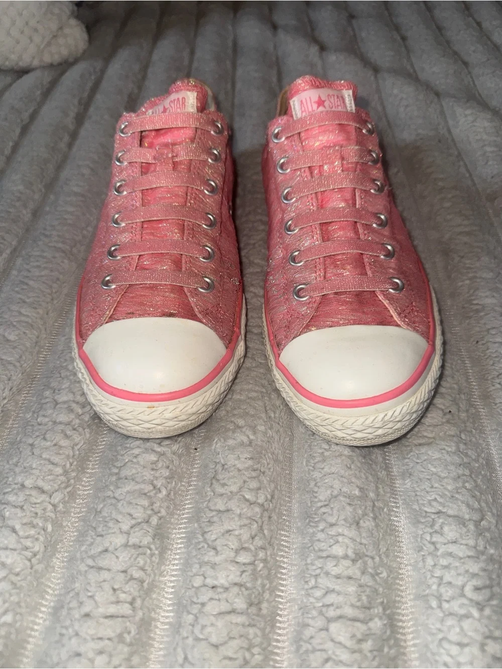 Converse Chuck Taylor All Star Shoreline Pink Glitter Slip-On Sneakers Youth 4.5